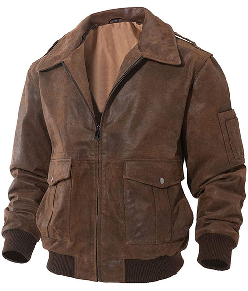 men's leather flight bomber jacket air force aviator