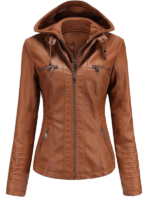 leather jacket womens brown