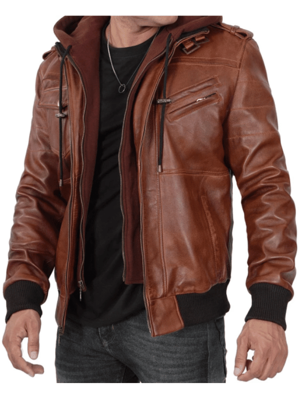 Mens leather bomber motorcycle jackets